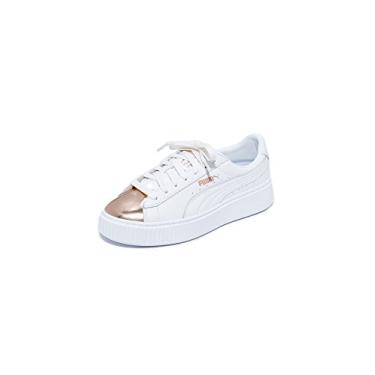 Imagem de PUMA Tênis Feminino Basket Platform Metálico, Puma branco - ouro rosa, 7
