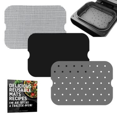Imagem de Acessórios para fritadeira de ar para Ninja Foodi Smart XL FG551 Forros reutilizáveis com livro de receitas de fritadeira a ar, tapete resistente ao calor para Ninja Foodi, seguro para alimentos, fácil de limpar e lavável na lava-louças da INFRAOVENS