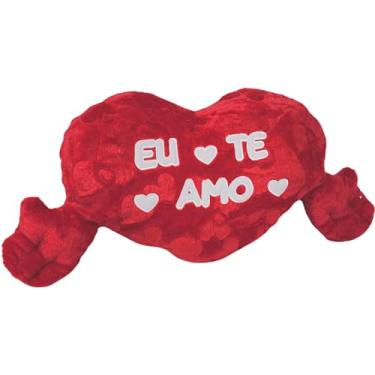 Imagem de Coração De Pelúcia Com Bracinhos Estilo Almofada Escrito Eu Te Amo 55Cms