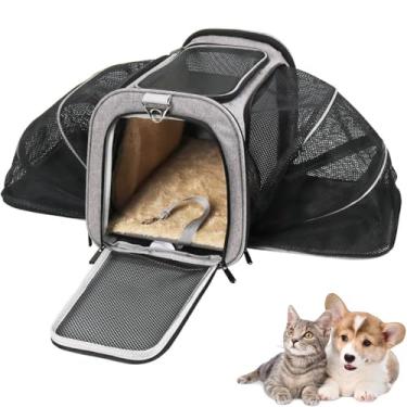 Imagem de Bolsa Pet Expansível para Transporte em Avião Cães e Gatos Ventilada até 14kg Tela Arejada e Tapete Removível - Duke & Dixie