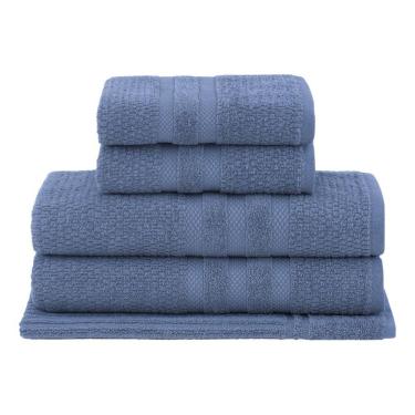 Imagem de Jogo Toalha Banhão 5 Peças Vanilla Soft Algodão Azul Buddemeyer