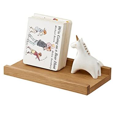 Imagem de Prateleira flutuante para parede de madeira de carvalho natural 30,5 cm Prateleira de borda para quarto, sala de estar, banheiro, cozinha, armazenamento de parede (largura 15 cm)