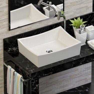 Imagem de Cuba Sobrepor Banheiro de Cerâmica Napoli - Mármore Sintético Branco