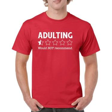 Imagem de Camiseta Adulting Would Not recommend Funny Adult Life is Hard Review Humor Parenting 18th Birthday Gen X masculina, Vermelho, M