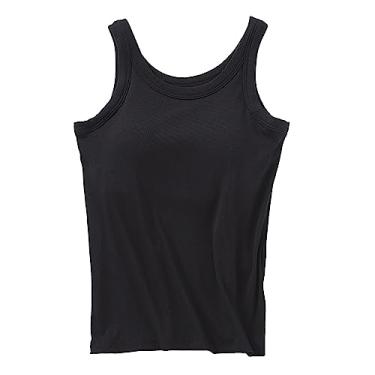 Imagem de Camiseta regata feminina de verão, sem mangas, de malha, gola redonda, para treino, ioga, Preto, GG