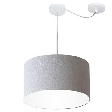 Imagem de Lustre Cilíndrico com Desvio de Centro Cúpula Tecido 40x25, Vivare Iluminação, Pendente4166 CZ, Cinza, Médio