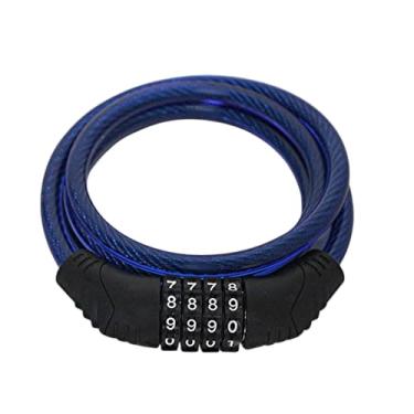 Imagem de Trava de bicicleta combinada de aço flexível de 1,2 m com mecanismo de ajuste automático, 8 mm de espessura com capa de PVC, código reinicializável de 4 dígitos - cabo de segurança multiuso para