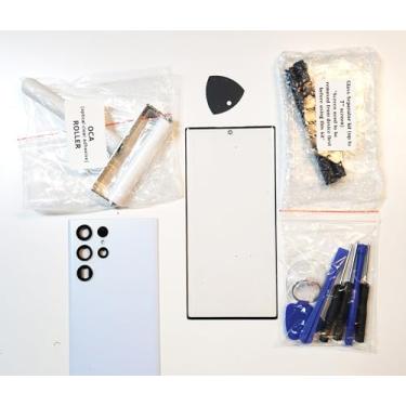 Imagem de Kit de reparo de tela compatível com Samsung Galaxy S22 / S22 Plus / S22 Ultra - Lente de vidro externa frontal + caixa traseira da porta traseira com substituição da capa da lente da moldura da