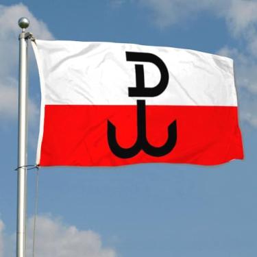 Imagem de Aihccy Movimento de resistência polonês do exército doméstico bandeira histórica da Segunda Guerra Mundial, bandeira Vierkleur, bandeira de decoração interna ao ar livre, 9 x 1,5 m, resistente ao