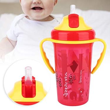 Imagem de Copo de Palha Infantil, Copo de Alimentação para Crianças de 200ML, Copos Com Canudinho de Transição para Bebês Com Alça, Copo Infantil Anti-queda Com Abra a Tampa Superior Com