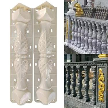 Imagem de BRAVECOW Molde de balaustradas, molde de coluna romana europeia, moldes dianteiros e traseiros para concreto, gesso, fundição de plástico, jardim, varanda, piscina, parque, cerca, decoração (tipo 2