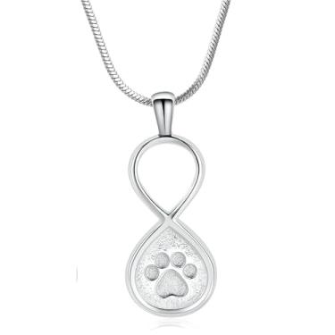 Imagem de VCCWYQK Colar de urna de animal de estimação Infinity Love para cinzas de cão/gato, urna de lembrança funerária, pingente, joia de cremação, Aço inoxidável, Sem Pedra Preciosa
