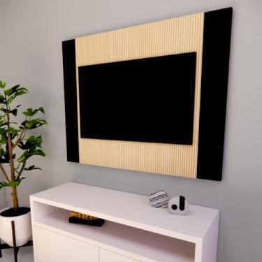 Imagem de Painel Para Tv Até 42 Polegadas Ripado Preto/Riga 90cm Suspenso - Brovália