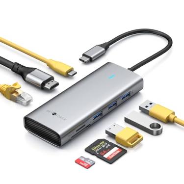 Imagem de Hub USB C para laptop [requintado] Estação de ancoragem SETMSPACE USB C com HDMI, PD 100W, leitor de cartão TF/SD, Ethernet 1000M/S, USB tipo A × 3, adaptador multiportas para computador - base USB C
