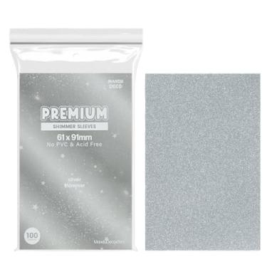 Imagem de MANDU DECO Capas para Cartões Fotográficos Kpop Silver Shimmer Glitter Polipropileno Protetor de cartão para álbuns, photocards, sem PVC e sem ácido, 100 capas por pacote (61 x 91 mm)