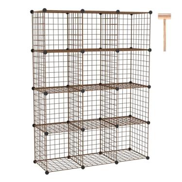 Imagem de C&AHOME Armazenamento de cubo de arame, 12 - organizadores de cubos de metal em C, unidades de prateleiras modulares, organizador de armário, ideal para casa, escritório, sala de estar, 92 cm C x 30