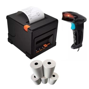Imagem de Impressora Térmica 80mm + Leitor Código Barras + 5 bobinas - Xd Mega