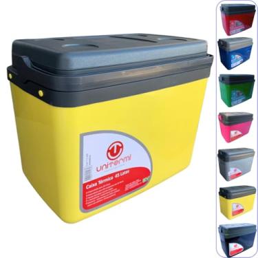 Imagem de Caixa térmica Cooler 30L Alça Tampa bandeja Floripa Unitermi Cerveja Água Suco Praia Churrasco (AMARELA)