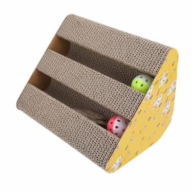Imagem de Almofada de Risco do Gato, Garras de Moedura Multiuso Placa de Risco do Gato Com Cama Ondulada do Risco do Brinquedo da Bola para a Vaquinha Interna (Triangular)