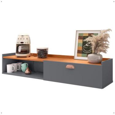 Imagem de Aparador Balcão Parede 1 Porta Puxador Concha Nicho Sala Área Café Coz