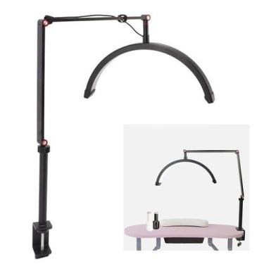 Imagem de Luminaria Estetica Spa Meia Lua Arco Led 3 Tons Suporte Celular Mesa L