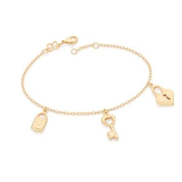 Imagem de Pulseira banhado ouro 3x 24k 18k e 22k feminina com pingentes berloque