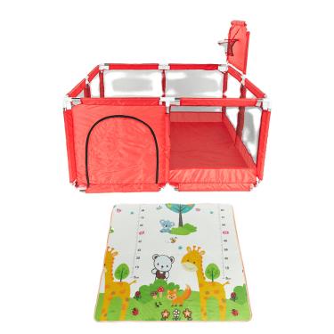 Imagem de Cercadinho Asafe Confort Plus Vermelho + Tapete Infantil para Cercadinho