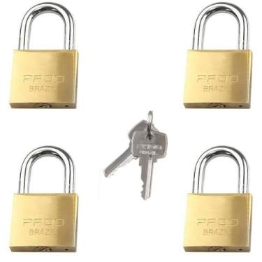 Imagem de Cadeado Pado 30mm Com Mesmo Segredo 4 Unidades Mesma Chave