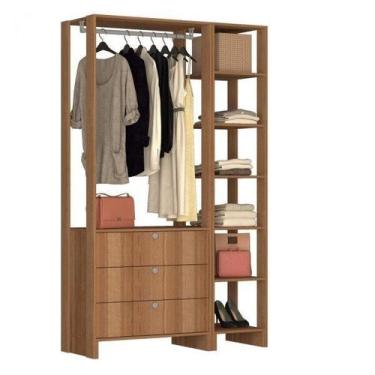 Imagem de Guarda-Roupa Closet 2 Peças com Cabideiro 3 Gavetas e 7 Nichos Yes - N