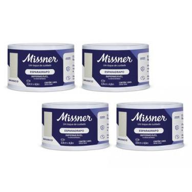 Imagem de Kit 4 Esparadrapo Impermeável 2,5cm X 4,5m Branco - Missner