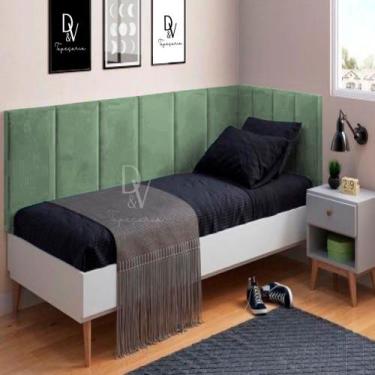Imagem de Conjunto de Cabeceira Painel Cama Box Laura II Solteiro 0,90 cm com Pr