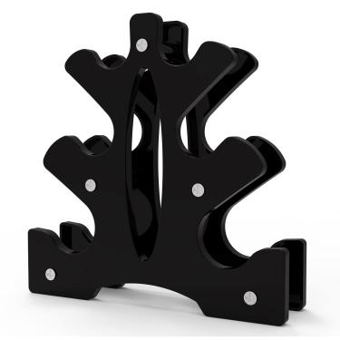 Imagem de portzon Suporte para halteres – Conjunto de árvore de peso manual – Projetado para segurar halteres de neoprene – um par de cada (1,3 kg, 2,2 kg, 3,6 kg) (pesos não incluídos), Preto