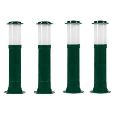 Imagem de Poste Balizador Luminária Casa Sítio Jardim 35cm Verde Kit 4 - Plaslum