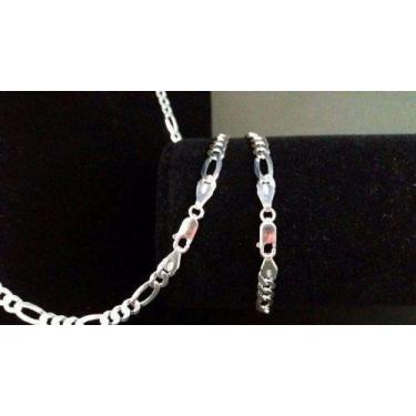 Imagem de Conjunto Corrente E Pulseira Grumet Elos 3x1 Prata 925 Maciça - DG Pre