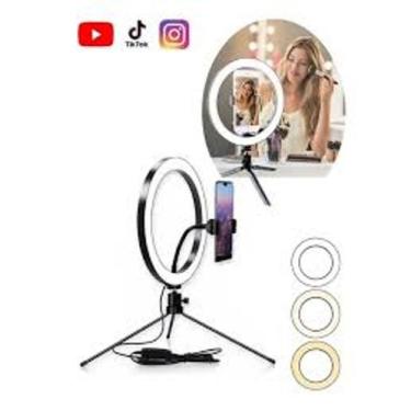 Imagem de Ring Light Iluminador Led 20cm / 8 Polegadas + Tripé De Mesa +Suporte 