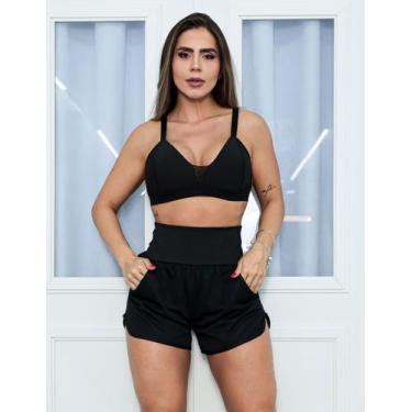 Imagem de Conjunto Esportivo Feminino Short Running com Bolsos em Dry Fit e Top 