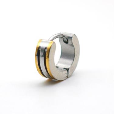 Imagem de par de Brinco argola em aço inox dourado e prateado não escurece prate