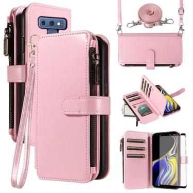 Imagem de Asuwish Capa de celular para Samsung Galaxy Note 9 com protetor de tela de vidro temperado e cordão com zíper carteira suporte para cartão suporte móvel acessórios para celular Note9 Not S9 feminino