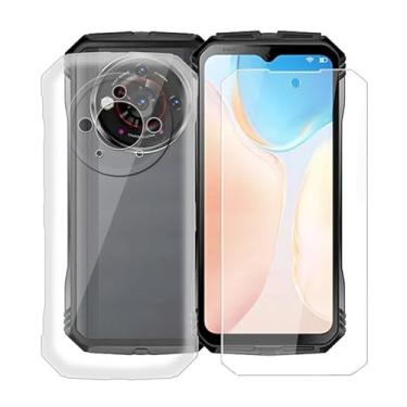 Imagem de HGJTFANY Capa de telefone + protetor de tela para Doogee V30 Pro (6,5 polegadas), capa transparente de silicone macio à prova de choque ultrafina para Doogee V30 Pro capa com vidro temperado - transparente