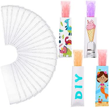Imagem de JANYUN Pacote com 24 capas brancas para picolé de neoprene para freezer, capas de picolé, bolsas para suprimentos de festa infantil