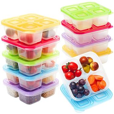 Imagem de Gtthry Bento Snack Boxes,4-Compartment Snack Containers,Stackable Food Storage Containers with Lids,Reusable Bento Lunch Boxes,BPA Free Lunch Containers,Food Containers Dishwasher Safe(10 Pack)