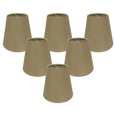 Imagem de Royal Designs, luminária de organza com clipe redondo, marrom, 7,6 cm x 15,2 cm x 11,4 cm, ouro antigo 12,7 cm, conjunto de 6 (CS-904-5AGL-6)