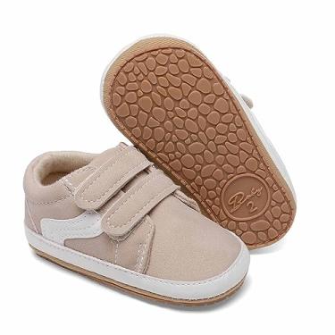 Imagem de Clowora Unsex Sapatos de lona para meninos e meninas, recém-nascidos, antiderrapante, sola macia, para berço, tênis casual para bebês e crianças pequenas, 0122/Bege_sola de borracha, 6-12 Meses