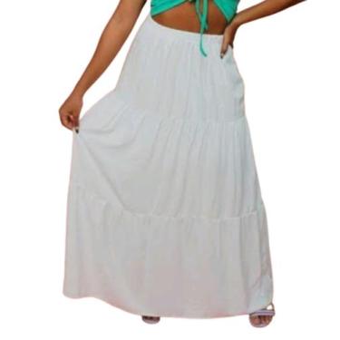 Imagem de saia rodada três marias moda evangélica - M&K, Branco