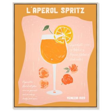 Imagem de Art Remedy Arte de parede Aperol Spritz Retro Summer Drinks em tela, moldura flutuante, 51 x 61 cm