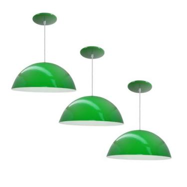 Imagem de Kit 3 Luminária Pendente Meia Lua 34cm Com Interior Branco Brilho Com 