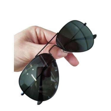 Imagem de Óculos De Sol Aviador Preto Clássico Lentes Cristal Unissex Proteção U