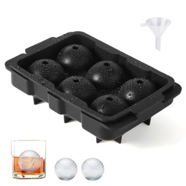 Imagem de Máquina de gelo de bola de golfe, forma de cubo de gelo esférica redonda de silicone, pode fazer 6 bolas de gelo grandes, presente de golfe para amantes de coquetéis, café e uísque