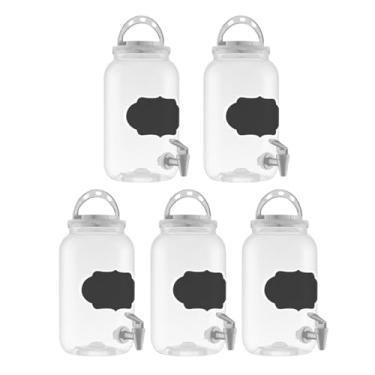 Imagem de Kit 5 Suqueira 3,6 Litros Tampa E Torneira Pote Lousa Dispenser Multiuso (Branco)