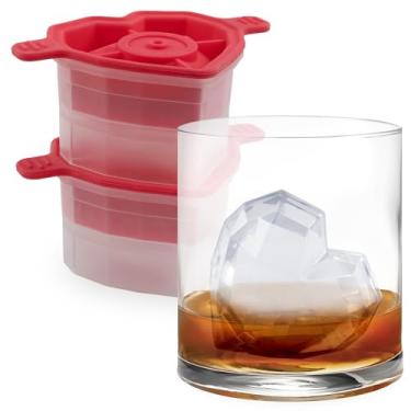 Imagem de Tovolo Molde de gelo de coração facetado, conjunto de 2 - molde grande de coração de gelo, ideal para uísque, coquetéis e qualquer bebida fria - armazenamento sem odor no freezer, pode ser lavado na